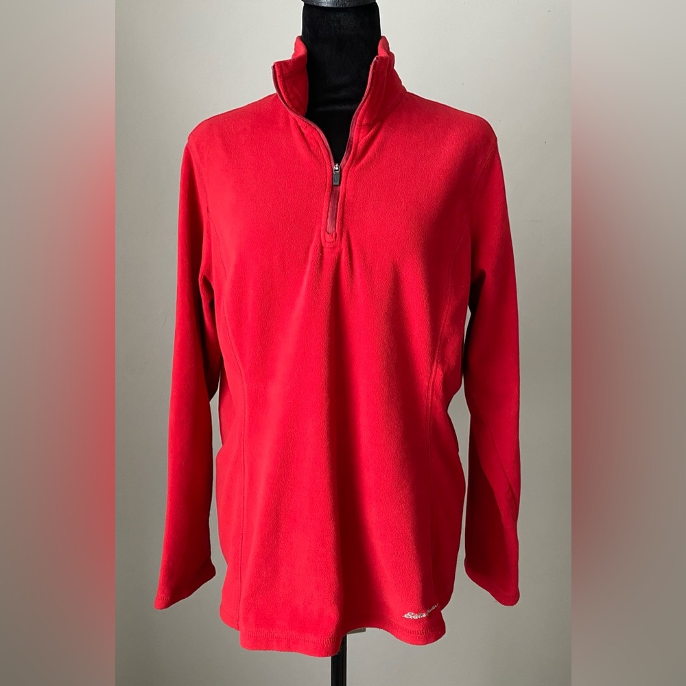 Eddie Bauer Red 1/4 Zip Long Sleeve Fleece Pullover